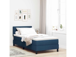 Vidaxl Cama Box Com Cabeceira Manual Azul 90 X 190 Cm Tecido
