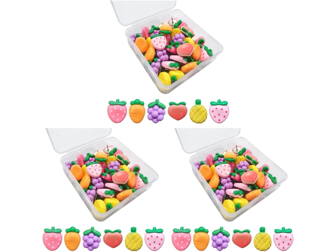 Série 3 Alfinetes Para Frutas, Quadro De Avisos, Tachinhas E Pressão,