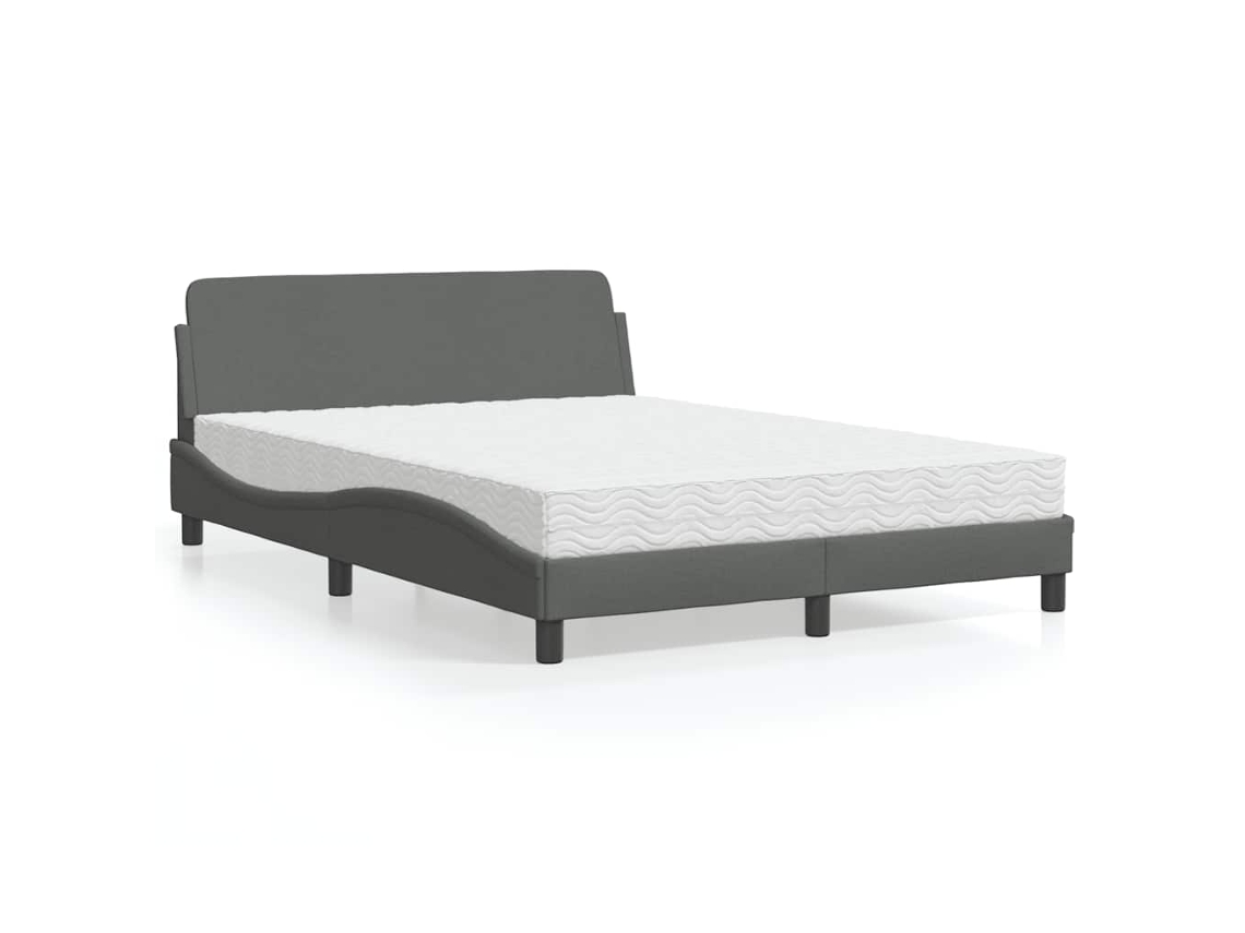 Vidaxl Cama Com Colchão Dover 120x200 Cm Tecido Cinzento-escuro