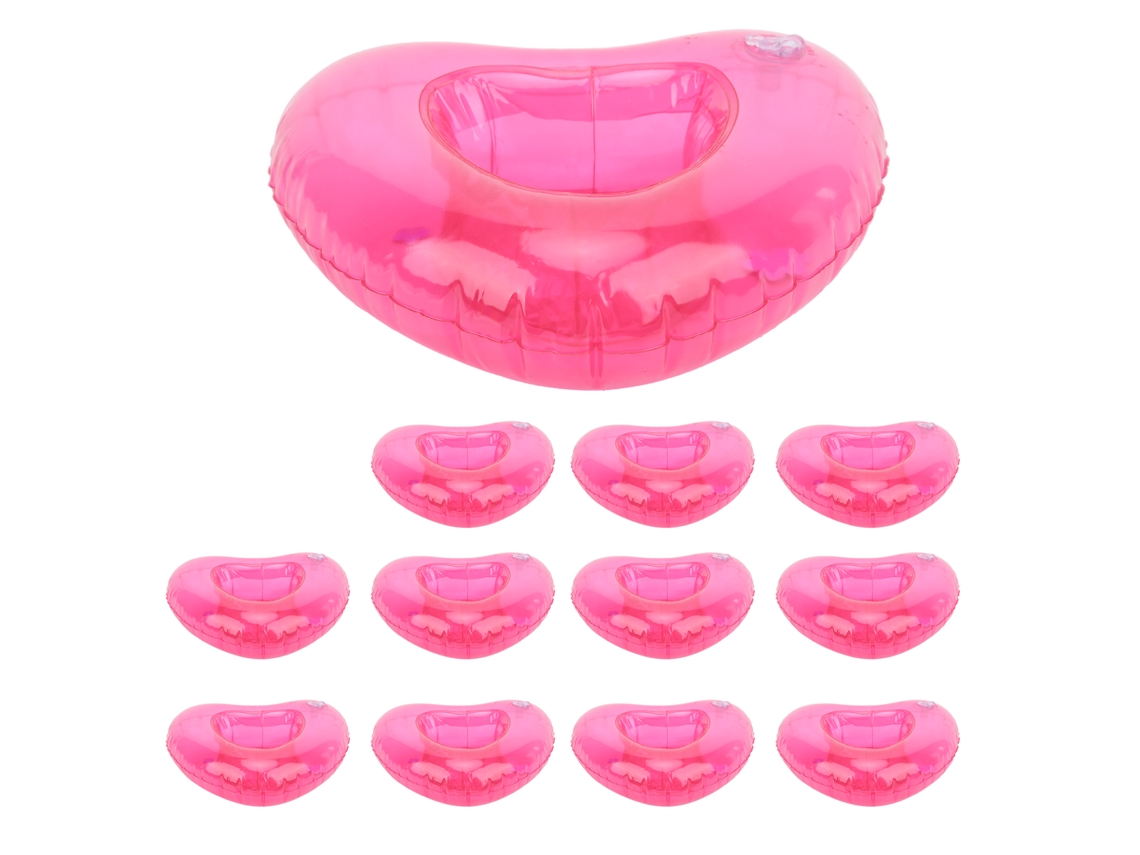 Mali 12pcs Suporte para Copo Inflável Reutilizável em Forma de Coração para Piscina Verão