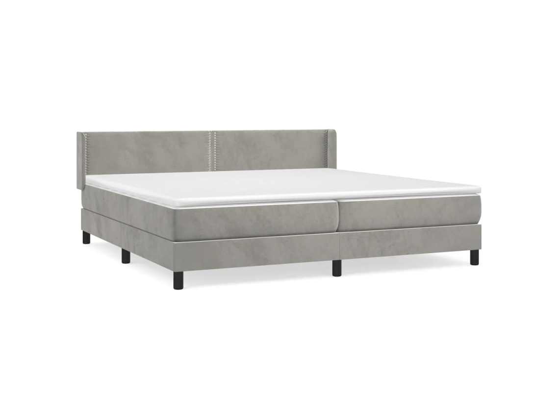 Cama com Molas e Colchão Veludo Cinzento Claro MAISON EXCLUSIVE (200x200 cm)