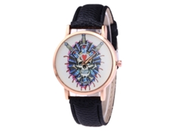 Relógio de quartzo unissex para casais com pulseira de PU e mostrador estilo punk (preto)