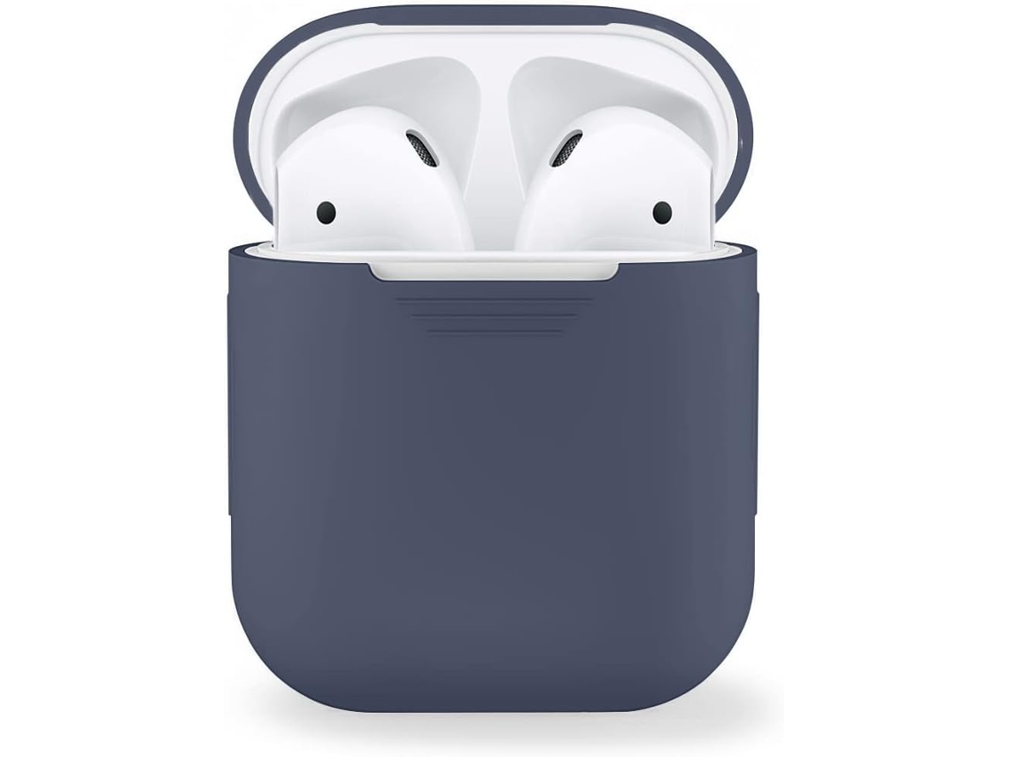Capa Silicone Azul-escuro Para Airpods 1/2, Anti-arranhão