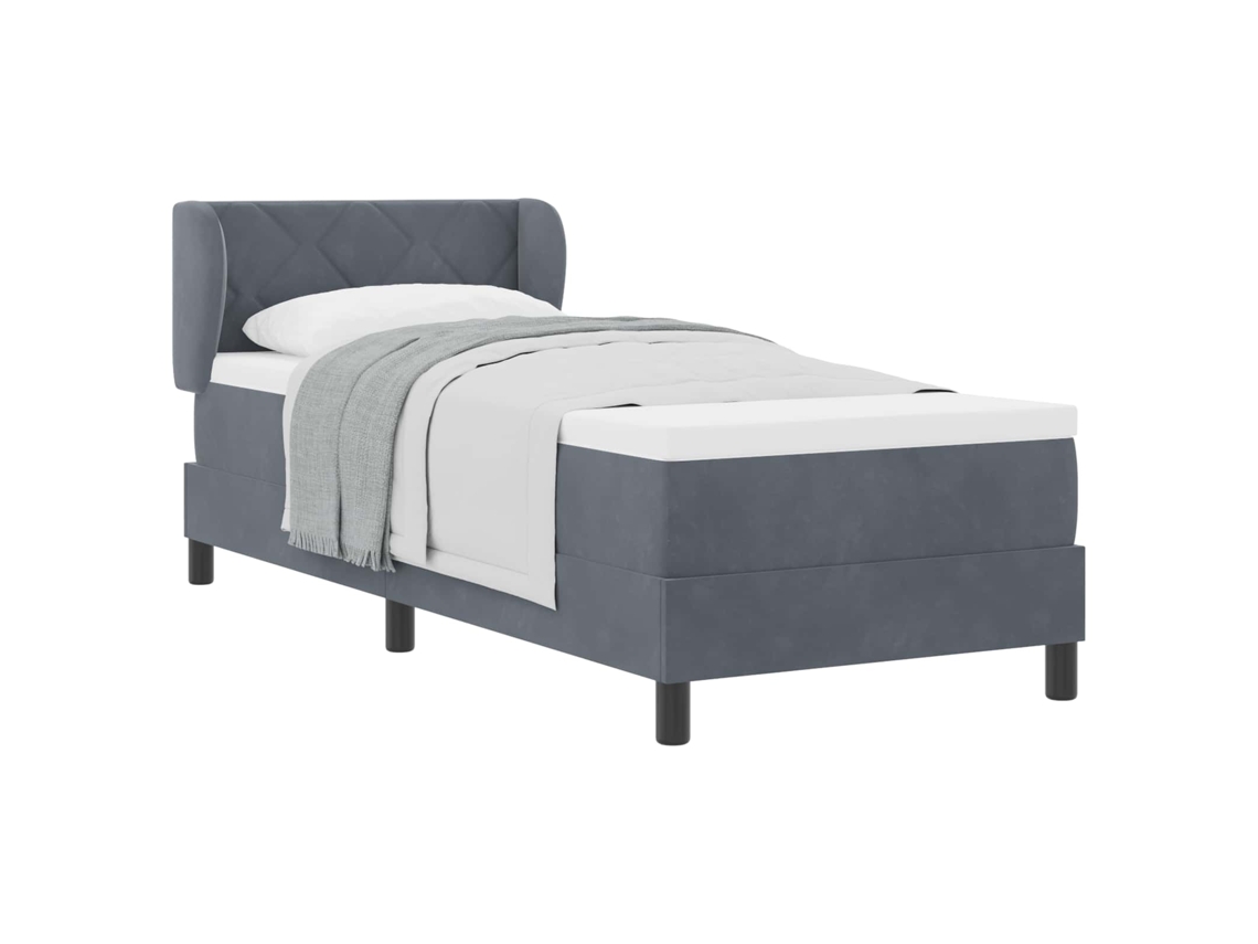 Cama Box com Colchão Cinzento Escuro Veludo MAISON EXCLUSIVE (80x200 cm)