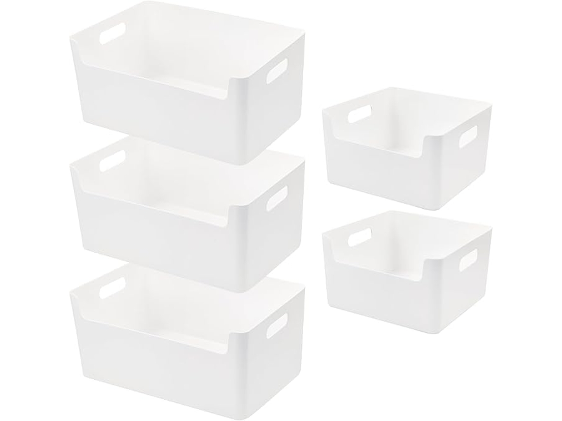 Caixa Organizadora - Cestos Cozinha/banheiro - 5 Plástico 30x21x15cm - Cesto Branco