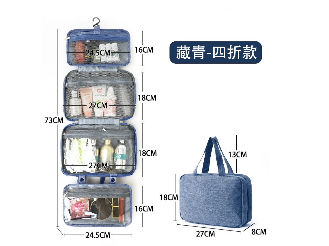 Separação de Itens Secos e Úmidos, Bolsa de Armazenamento Portátil Multicolorida quatro Dobras Azul Marinho YUNZII