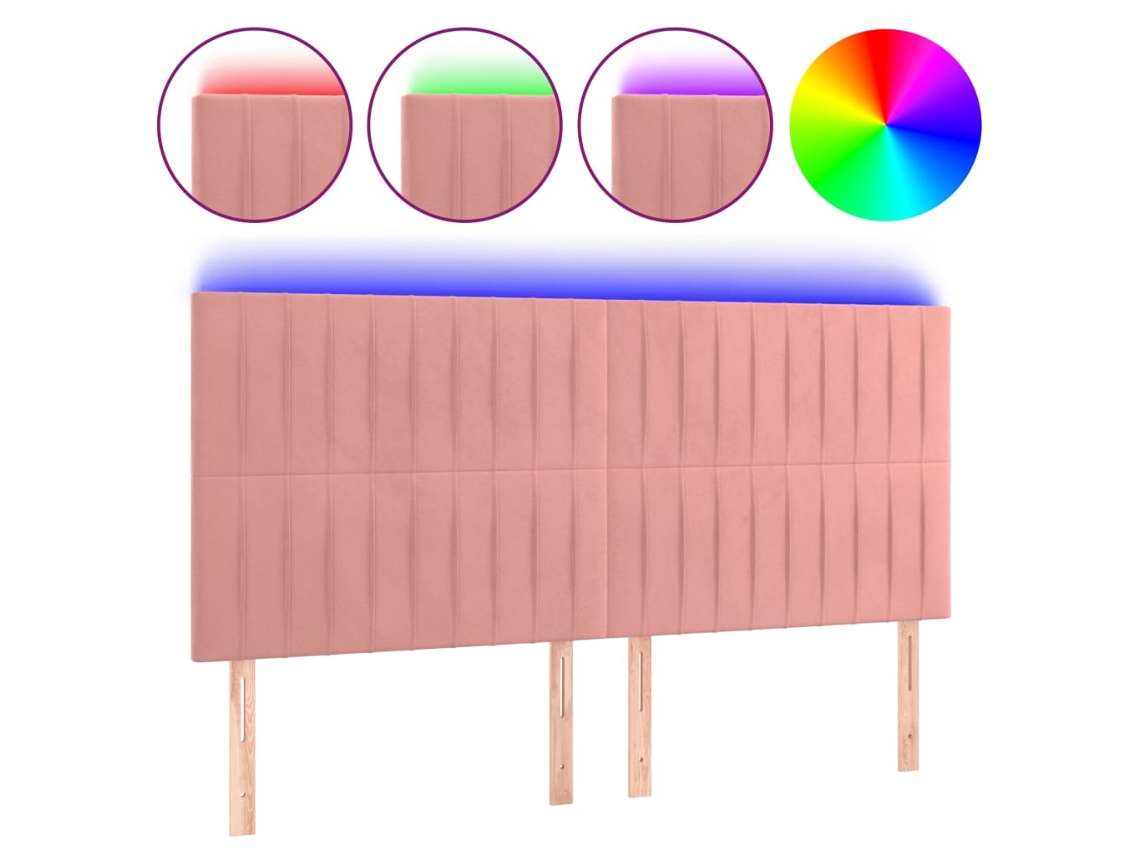 Led Headboard, Led Headboards Vidaxl Cor-de-rosa Veludo (200 X 5 X 118/128 Cm)