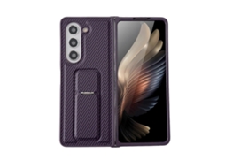 Capa De Celular Dobrável De Couro Com Fibra De Carbono E Suporte