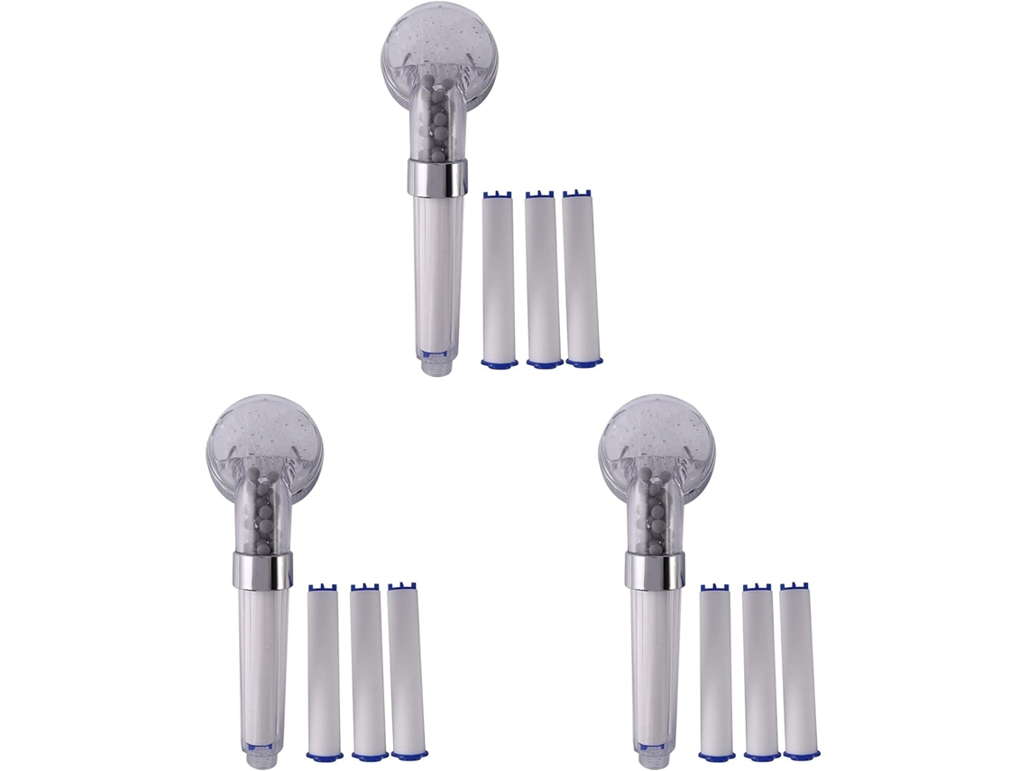 Conjunto 3 Peças Chuveiro Mão Com Íons Negativos Para Banheiro, Economizador Água, Com 3 Filtros E
