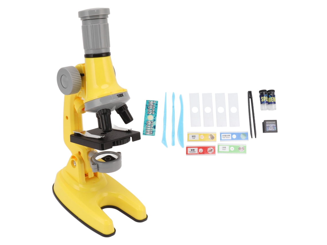 Primerox microscópio Científico para Crianças 100x 1200x Kit com Luz Led Brinquedo Educativo