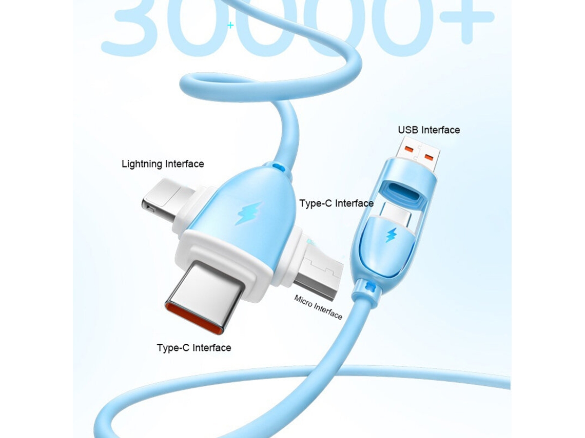 Cabo Usb-a/tipo-c Para Ip/micro/tipo-c 5 Em 1 De 60 W Com Carregamento Rápido E Transmiss?o De Dados. Cabo Com Núcleo De Cobre Puro, Com 1 M