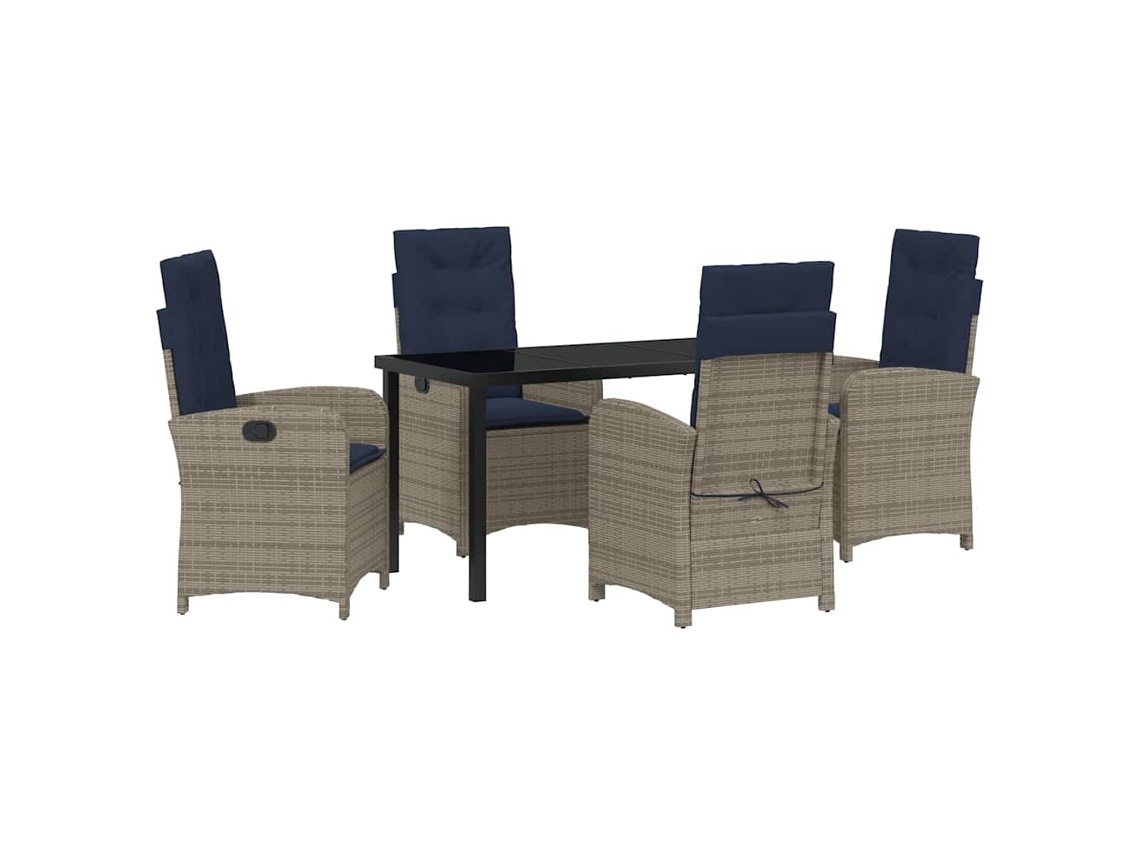 Maison Exclusive - Conjunto De Jantar Para Jardim 5 Pcs Cinzeto Vime Pe