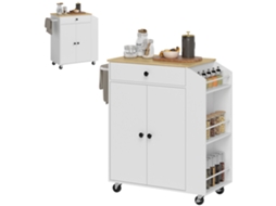 Ilha de Cozinha Melamina de Madeira e Mdf Cor Branco 82x38x86,5 cm Homcom