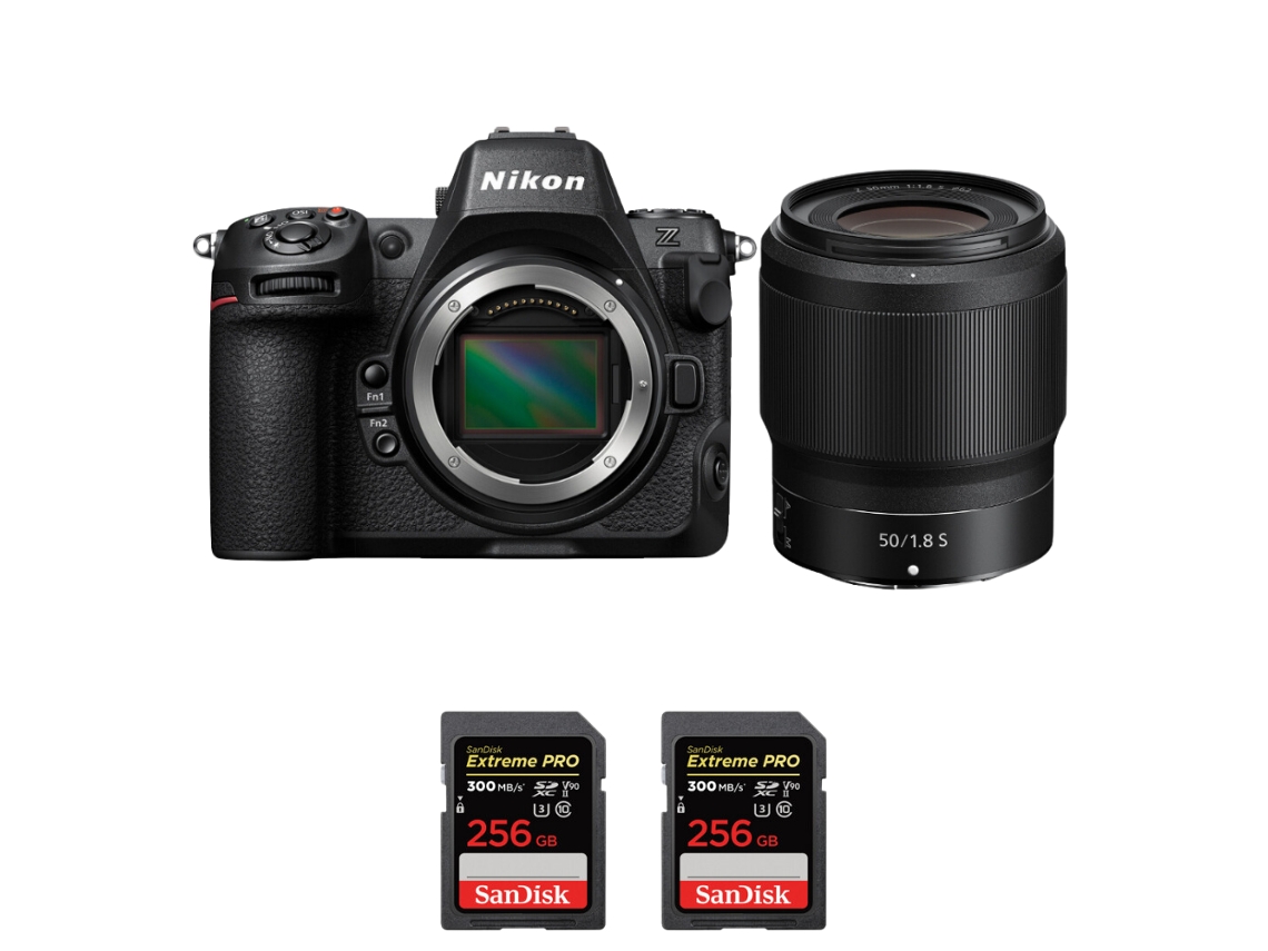 Z8 + Z 50mm F/1.8 S + 2 Sandisk 256gb Uhs ii 300mb/s Máquina Fotográfica Híbrida Full frame + Ebook “20 Dicas para Fotos Que Impressionam” NIKON