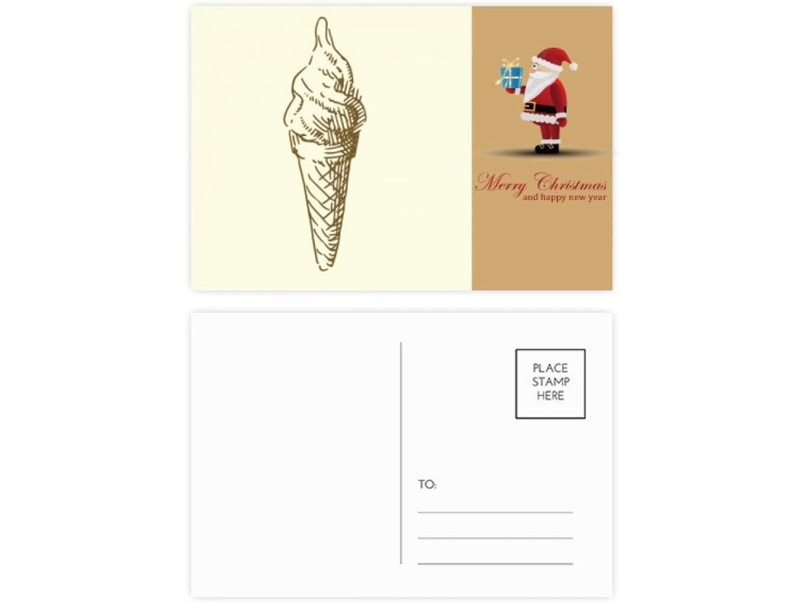 Conjunto de 20 Cartões postais do Papai Noel com Estampa Sorvete Marrom 14,6 X 9,8 Cm