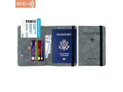Porta-passaporte Rfid E Porta, Cartões Em Couro Pu Nas Cores Azul Marinho E Cinza