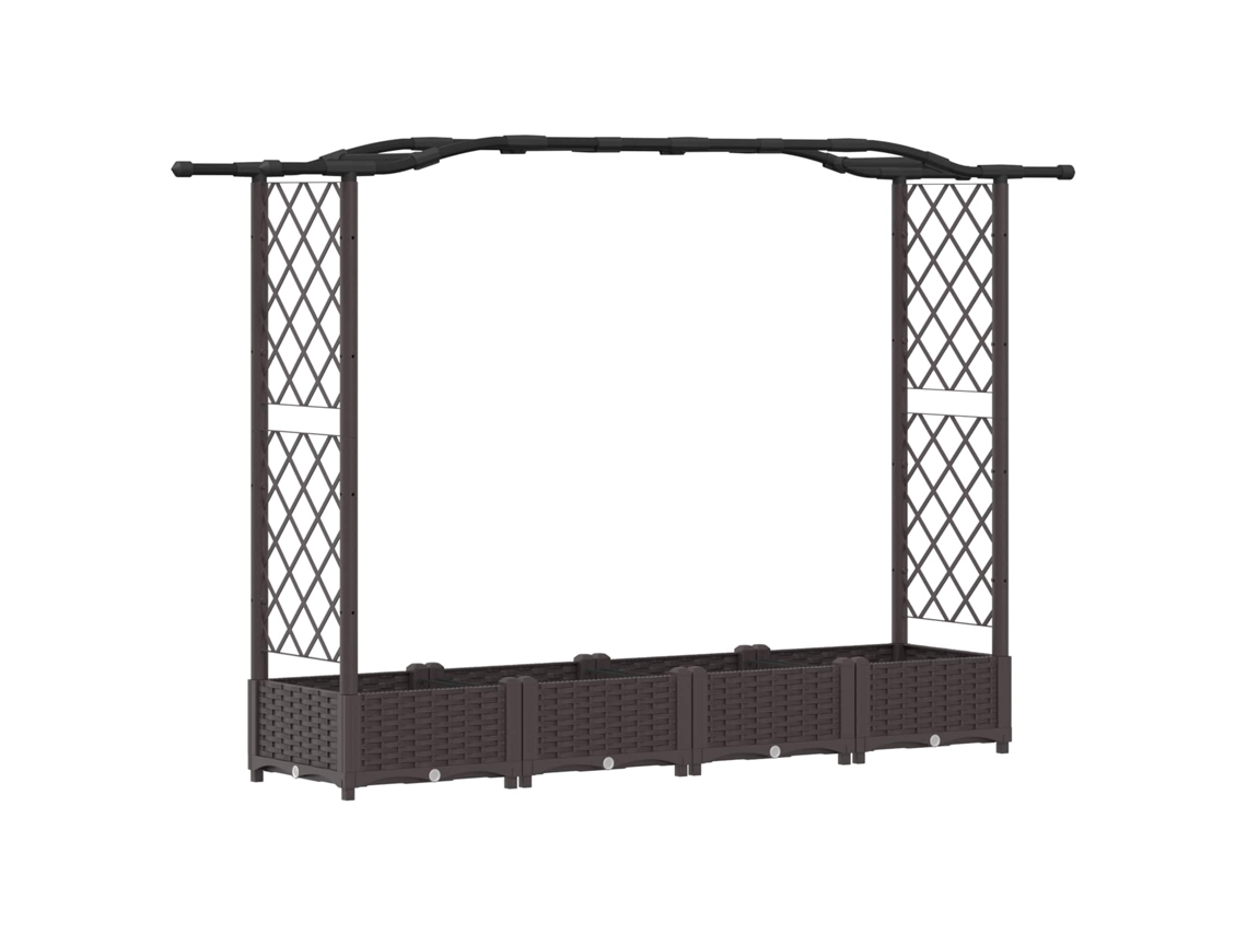 Vidaxl Cama Elevada Com Treliça E Telhado Castanho 207 X 40 X 126 Cm