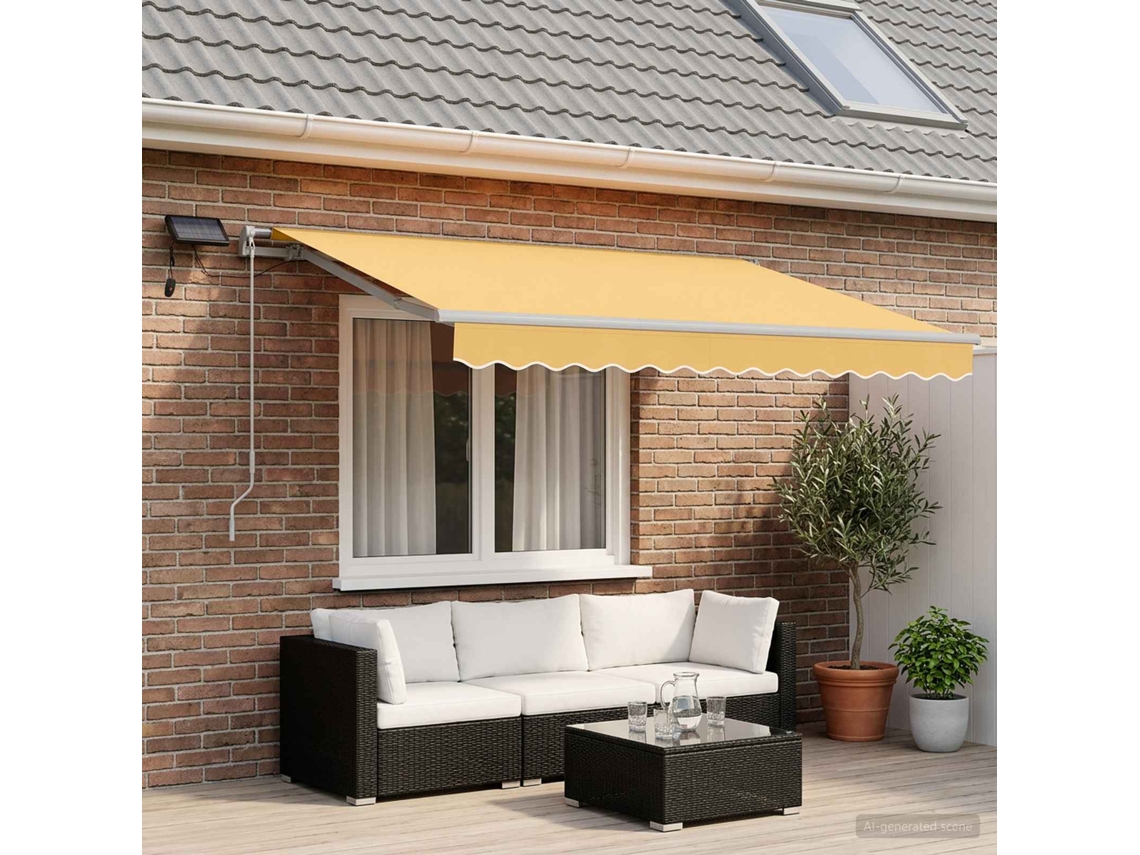 Vidaxl Toldo Retrátil Areia 600 × 300 Cm Tecido E Alumínio