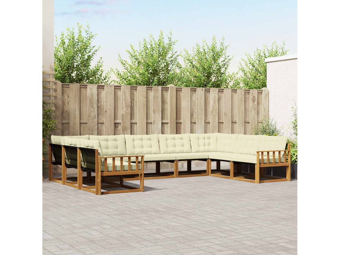 Vidaxl Conjunto De Sofás Para Exterior 9 Pcs Natural E Creme