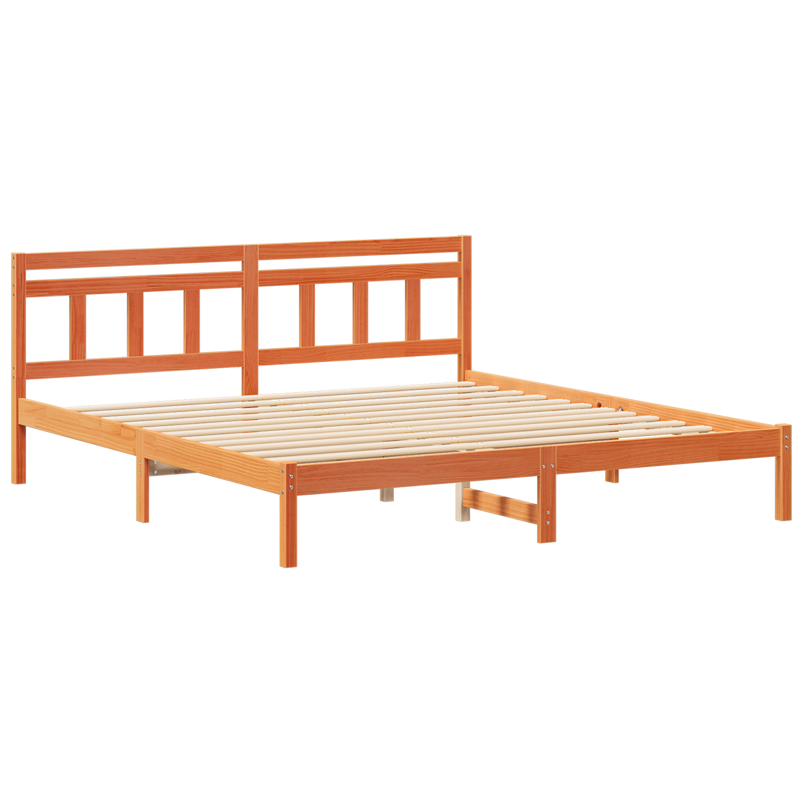 Conjunto 1 Cama De Plataforma Vidaxl Castanho Madeira De Pinho Maciça (200 X 200 Cm)
