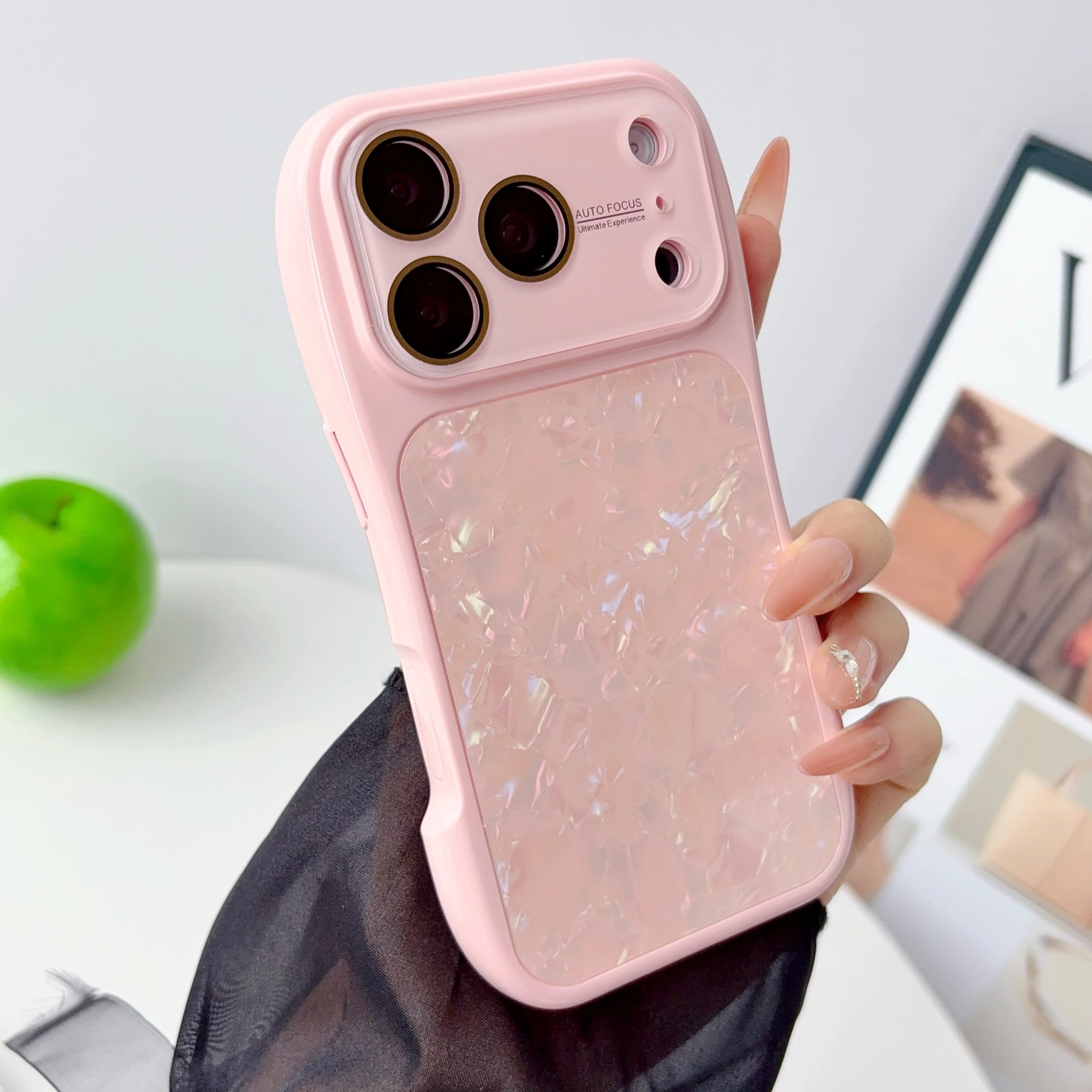 Capa Para Celular (rosa, Iphone 15 Pro Max), Com Ampla Janela Protetora Para A Lente Da Câmera E Proteção Contra Impactos.
