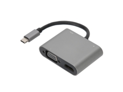 2026dn concentrador Type c 4 em 1 com Hdmi, Vga, Usb e Pd Prata para Computadores