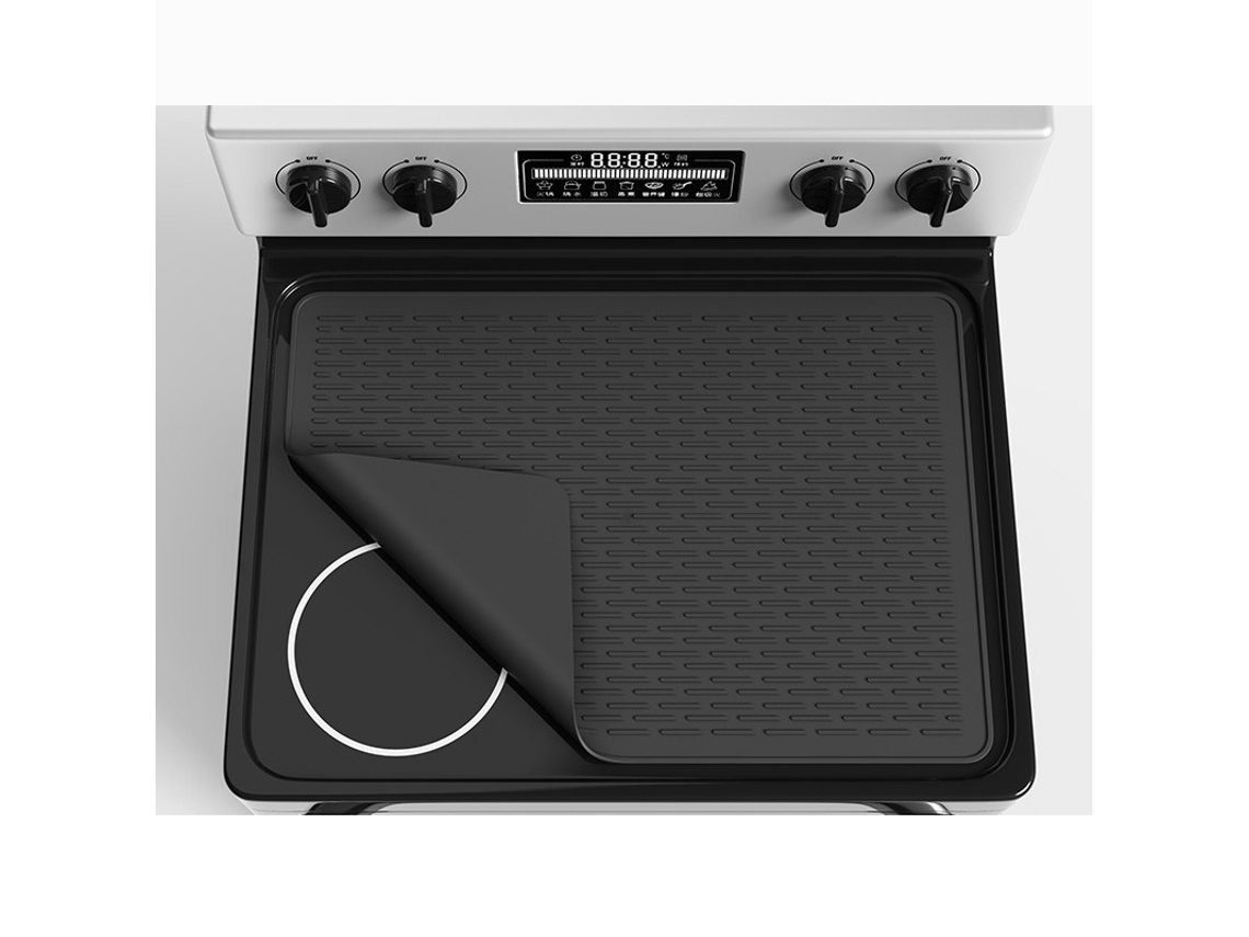 Tapete Protetor De Fogão Silicone, Preto, 71x50 Cm, Resistente Ao Calor, Antiderrapante, Adequado Para Máquina Lavar Louça