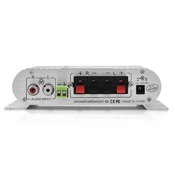 Mini Amplificador De Potência Estéreo Hifi 2.1 Para Som Automotivo E Doméstico Com Graves Potentes - Prata