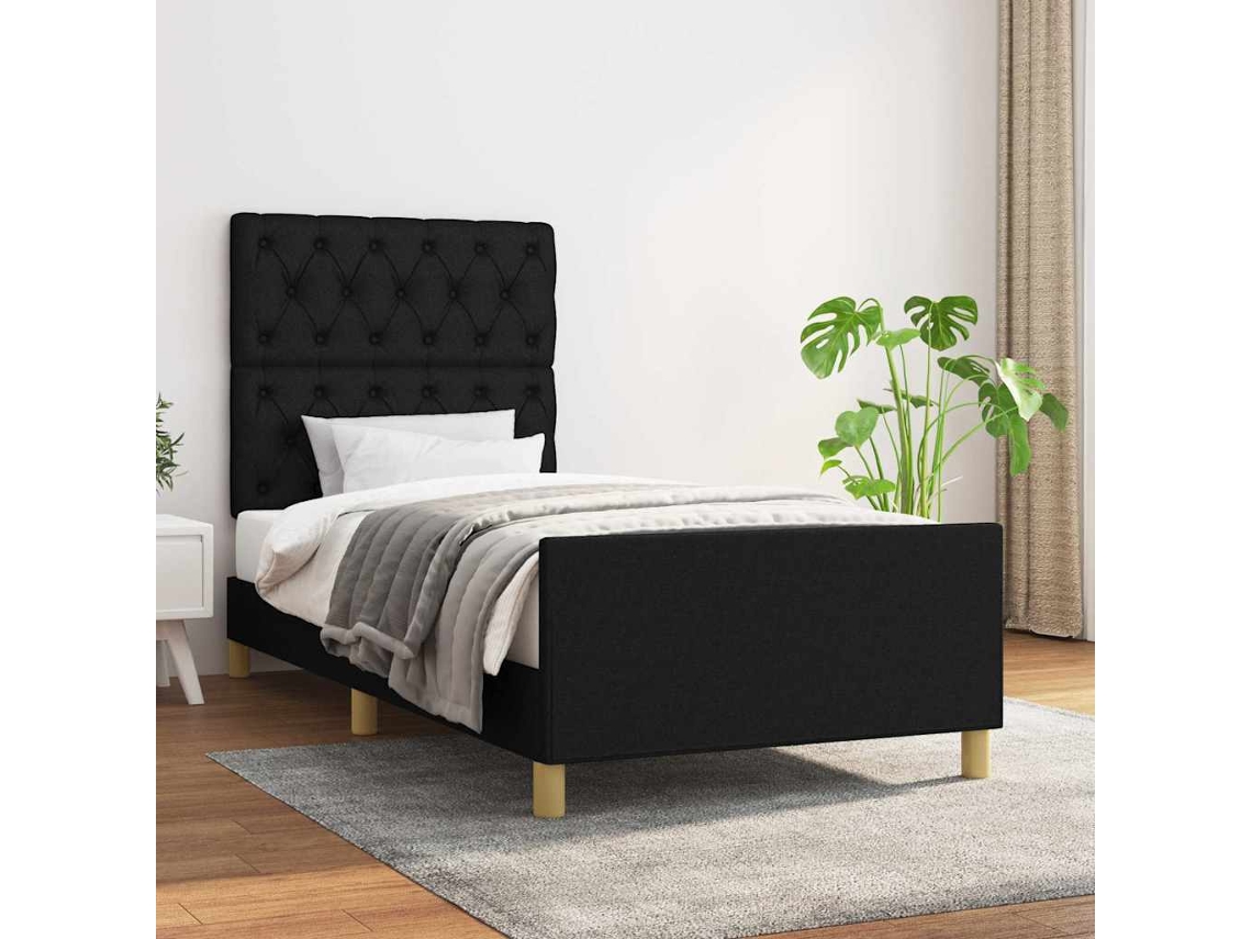 Vidaxl Estrutura de Cama Sem Colchão 80x200 Cm Tecido Preto