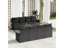 Vidaxl Conjunto De Sofá De Jardim 9 Unid. Preto Vime Pe