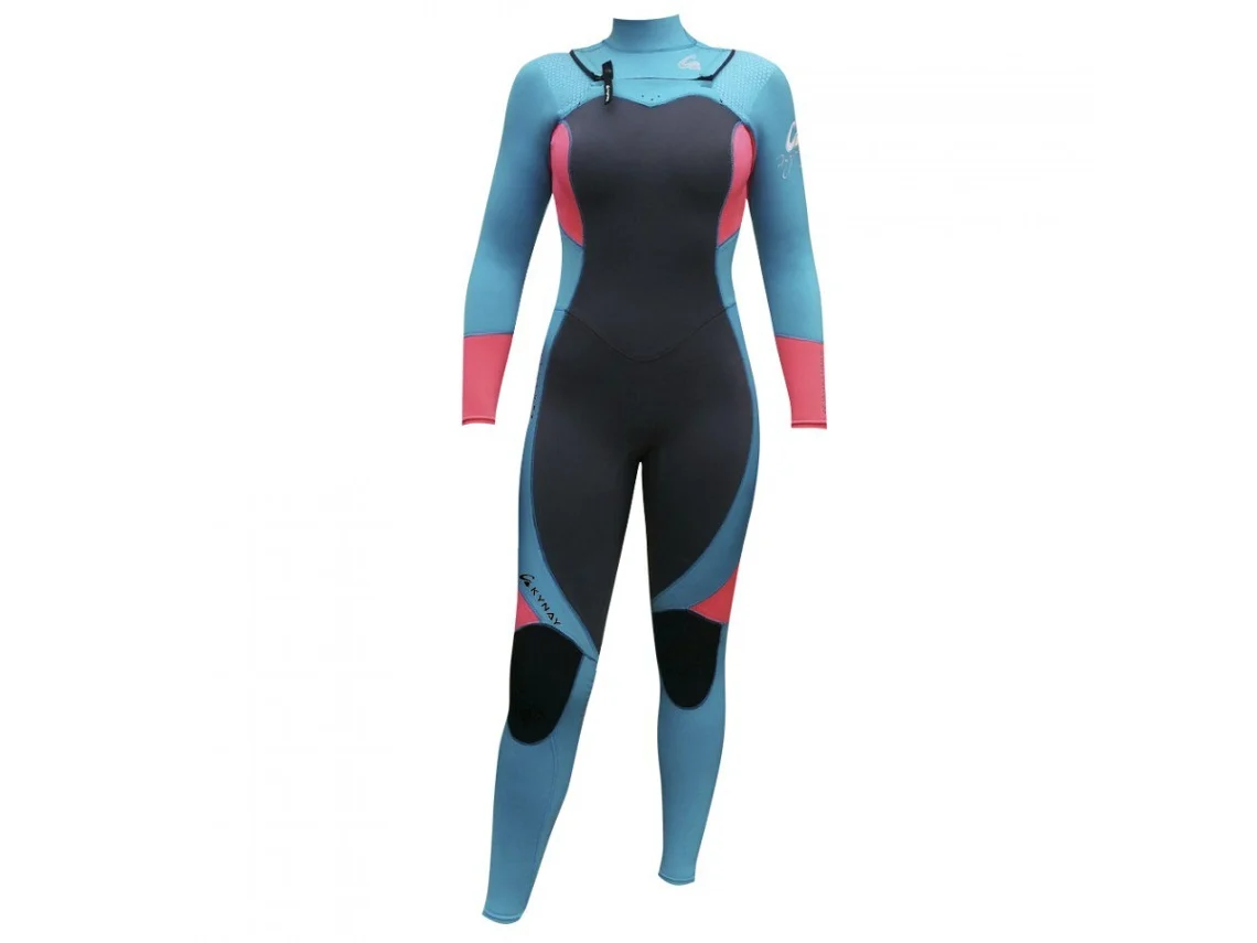 Fato Neoprene Manga Comprida Zip Tórax Mulher Ultra Stretchy Surfing Azul Mkynay