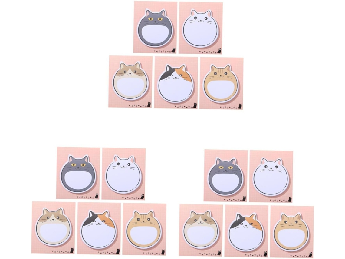 Conjunto de 3 Cadernos Infantis com Divisórias e 5 Blocos de Notas com Estampa de Gatos Fofos