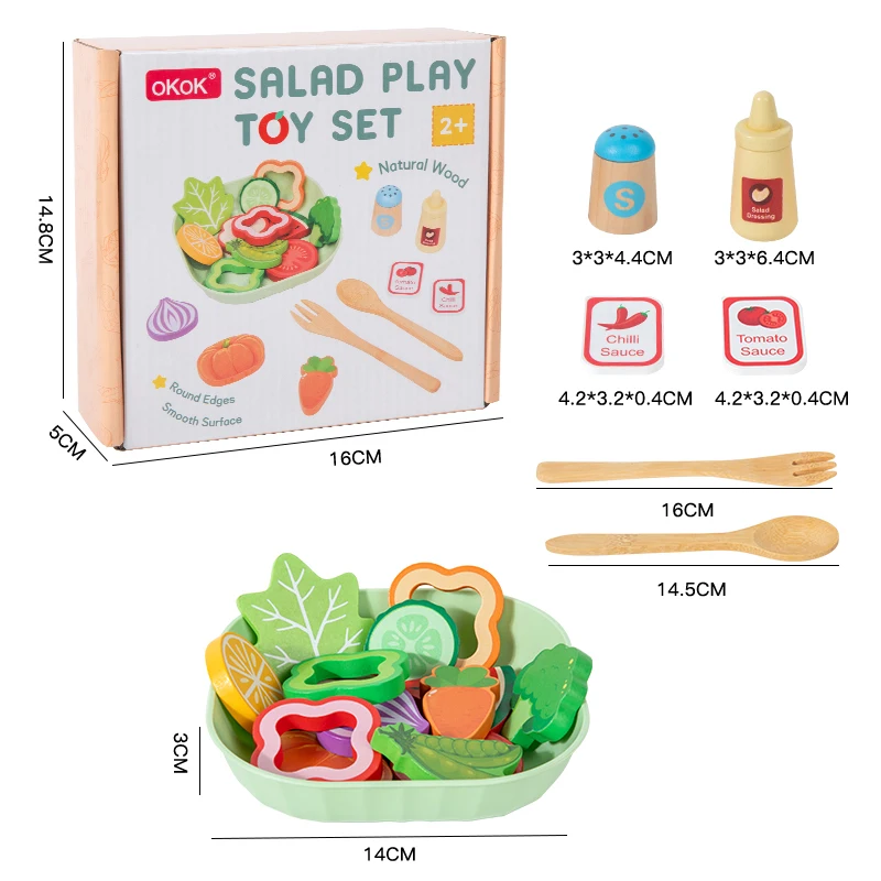 Conjunto De Brinquedo De Madeira Que Simula Salada
