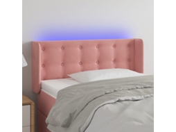 Vidaxl Cabeceira De Cama C/ Luzes Led Veludo 83x16x78/88 Cm Rosa