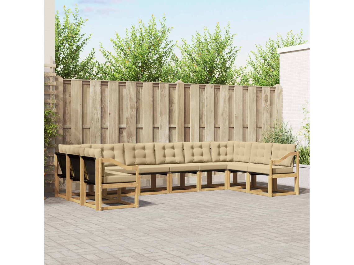 Vidaxl Conjunto De Sofás Para Exterior 10 Pcs Branco E Bege