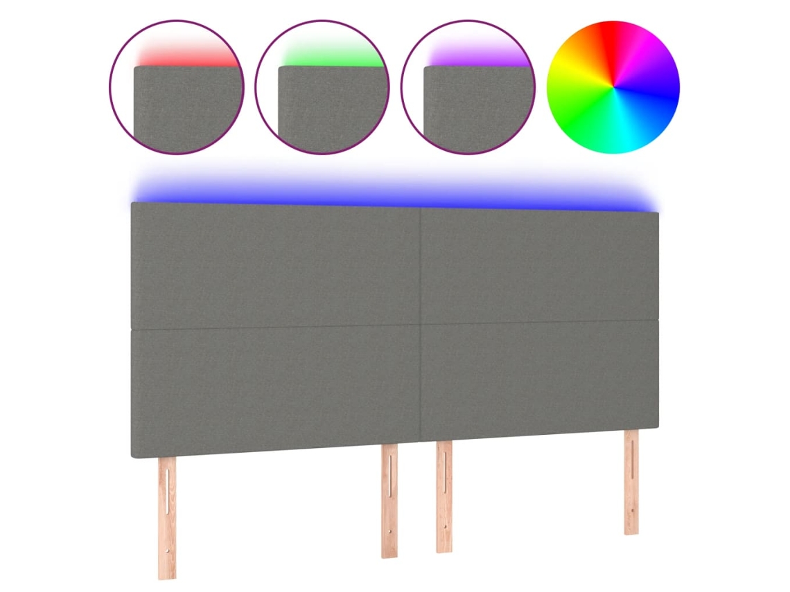 Cabeceira de cama MAISON EXCLUSIVE com LED em tecido cinza escuro (200x5x118 cm)