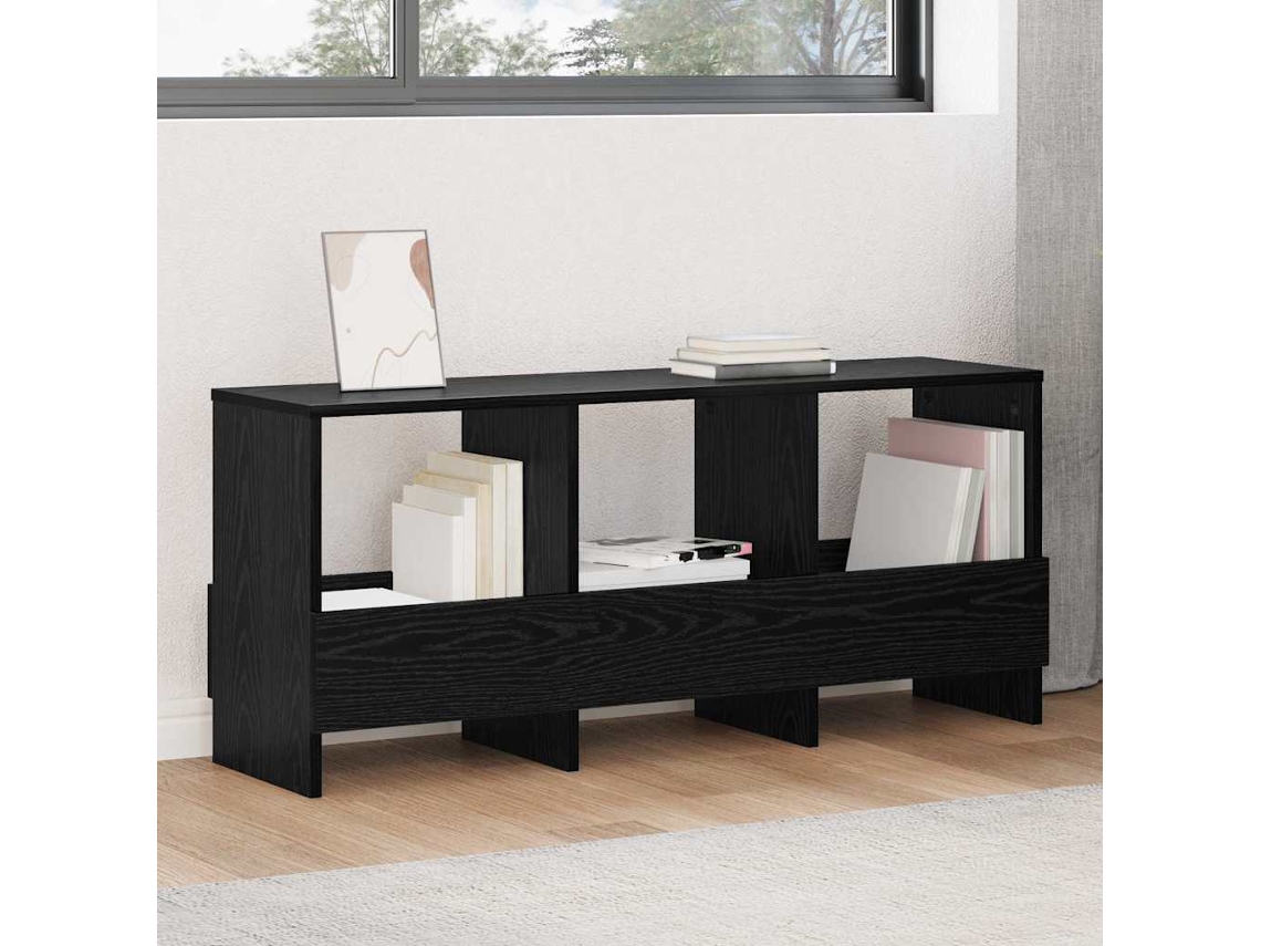 Vidaxl Estante De Revistas Carvalho Preto 102 X 30 X 45 Cm
