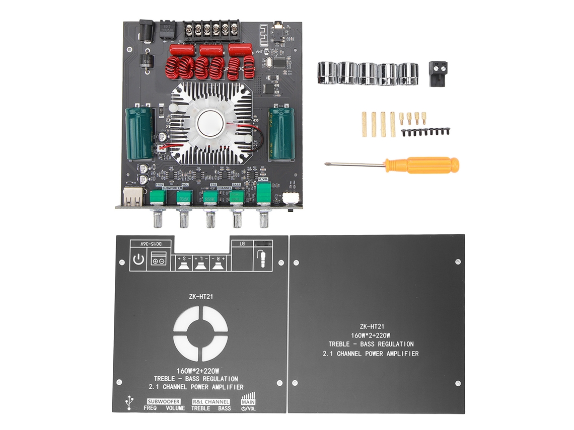Módulo De Controle De Graves E Agudos Ht21 Bluetooth 2.1 Canais Tda7498e Para Subwoofer, 15v A 36v Dc