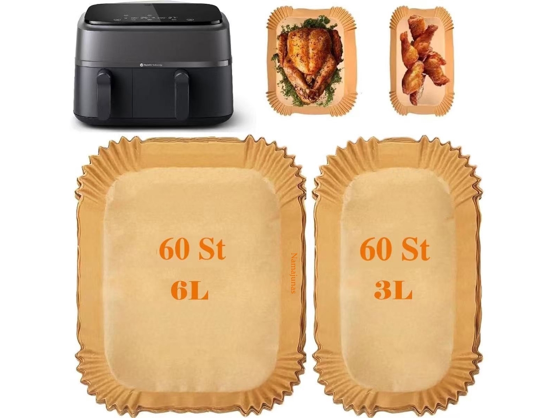 Papel Manteiga Para Fritadeira A Ar, 120 Unidades, Recipientes Descartáveis ​​para Ar