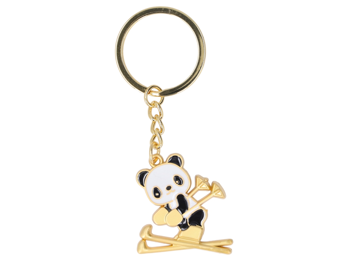 Primerox portachaves de Metal Tema Esqui Panda Dourado Fashionável Presente Souvenir X‑1280