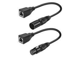 Conjunto de Cabos Adaptadores XLR 5 Pinos Macho/Fêmea para Rj45 DMX Ethernet, 30/50cm | S/MARCA