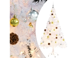 Vidaxl Árvore De Natal Artificial Pré-iluminada Enfeites 150cm Branco