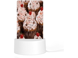 Luminária Noturna De Acrílico Com Base Plástica Encaixável, Pronta Uso, Com Estampa De Cupcake E Muffin, Iluminação