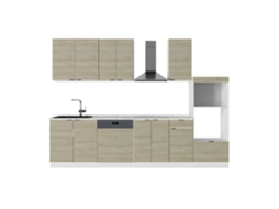 Cozinha Fame Line, 300cm Com Armário Alto, Pt Mármore, Carvalho Lambris/branco, Branco, Vicco