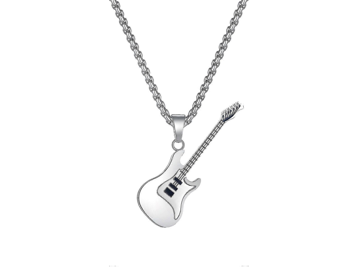 Pendente Guitarra Clássica Rua Maré Masculino Colar Aço Titânio