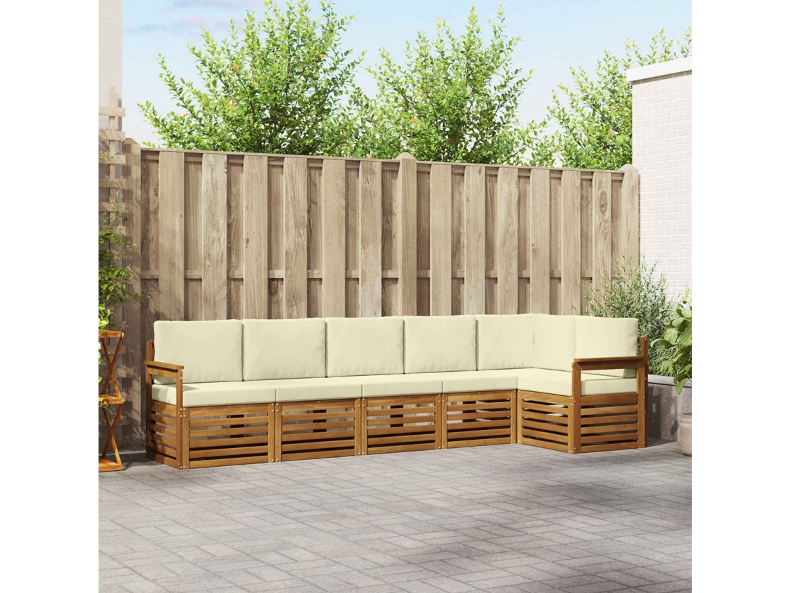 Vidaxl Conjunto De Sofás Para Exterior 6 Unid. Natural E Creme