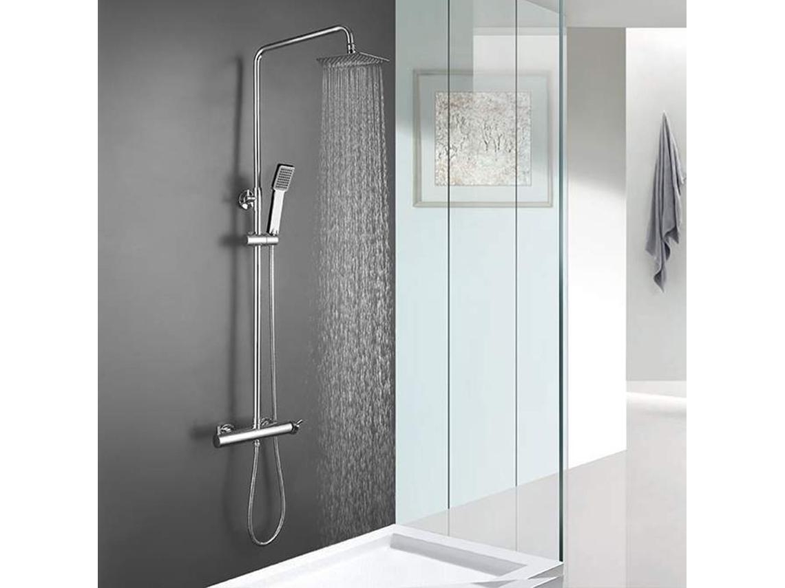 Kibath Coluna De Chuveiro Quadrada Monocomando 100-150 Cm Verara Extra-longo Acabamento Cromado Brilhante Em Latão