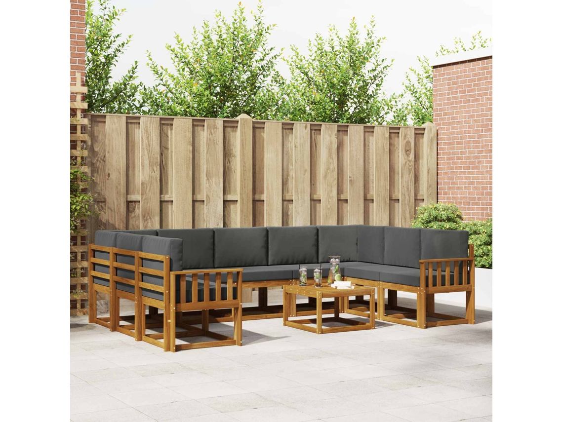 Vidaxl Conjunto De Sofás Para Exterior 10 Unid. Natural E Antracite