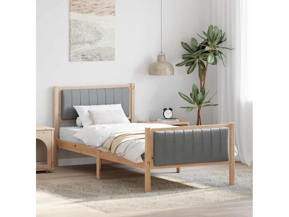 Vidaxl Estrutura da Cama Marrom e Cinza Claro 90 X 200 Cm