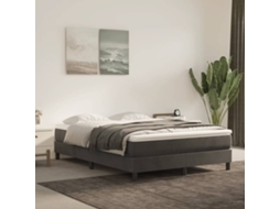 Vidaxl Estrutura De Cama Com Molas 140x200 Cm Veludo Cinzento-escuro